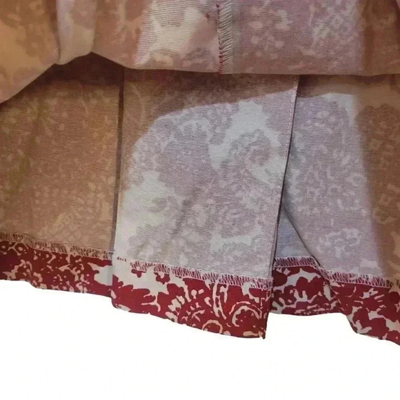 Talbots Women's Red & Ivory Cotton/Spandex Jacquard Floral A-Line Skirt - Picture 7 of 9